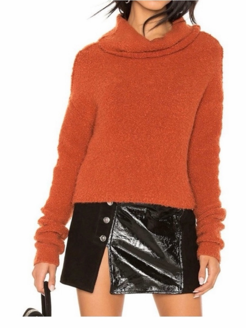 Free People Rust Red Cowl Neck Sweater